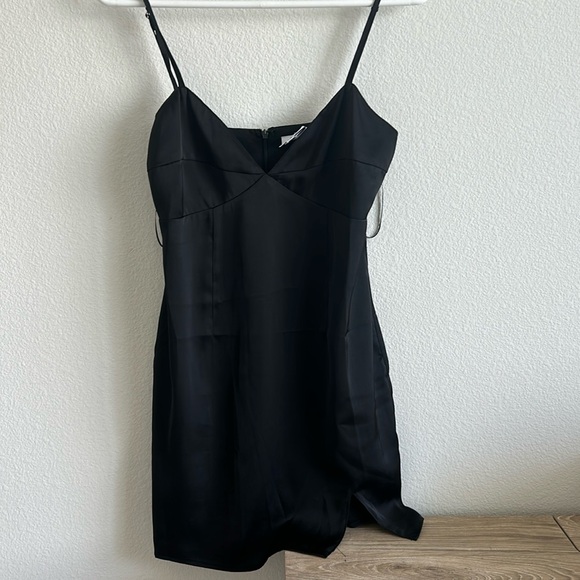 Silky Black Mini Dress - Picture 1 of 6